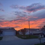 Sunset over a residential street in Palm Coast, Florida
